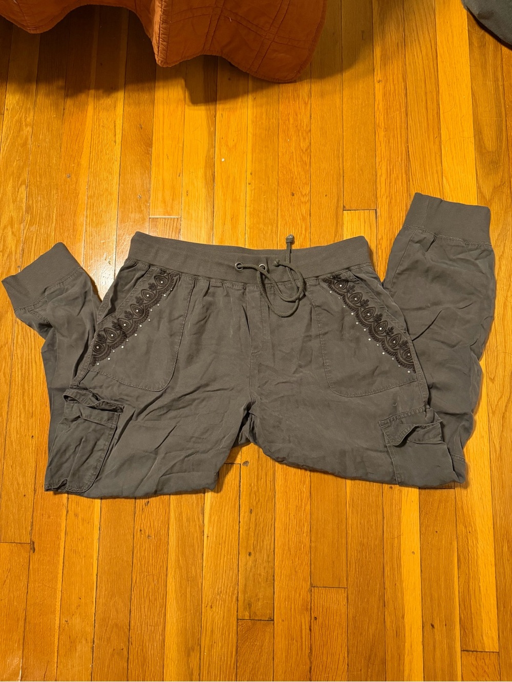 Embroidered Drawstring Cargo Joggers